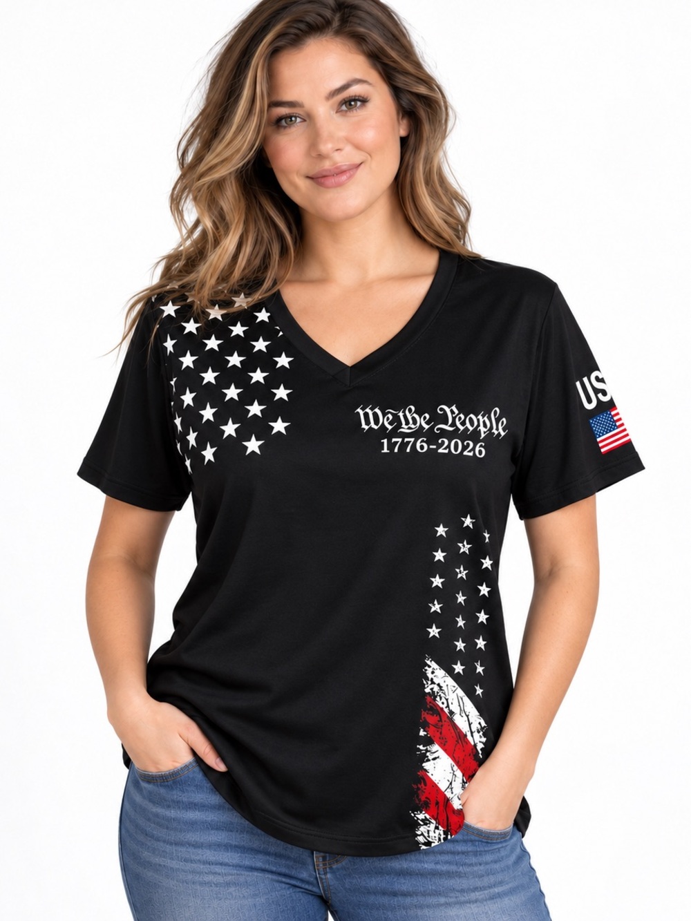 Brand new, Women’s “We the People” V-Neck T-Shirt — Size XL